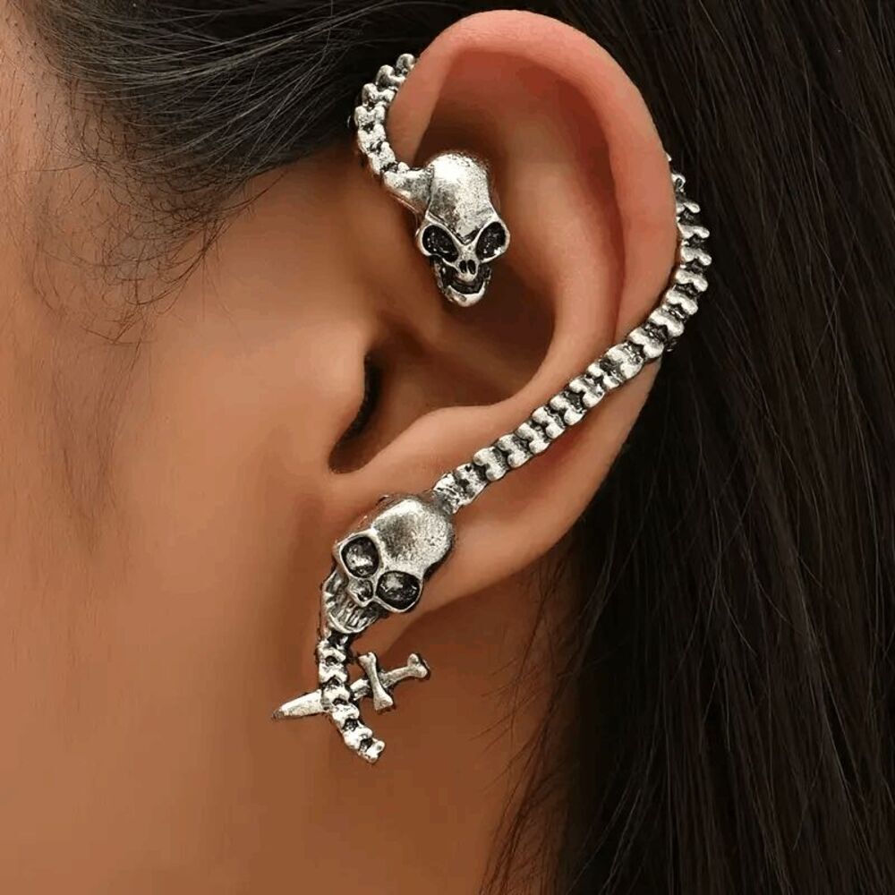 Skull Sword Ear Wrap Jacket Climber Earring